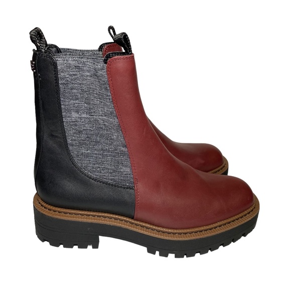 Sam Edelman LAGUNA CHELSEA lug leather BOOT womens 7.5 red GUC - Picture 6 of 10